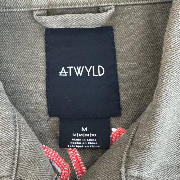 ATWYLD Embroidered Wyld Life Army Green Button Jacket Women's Medium Moto Baddie - Picture 4 of 14